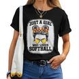 Girls Softball Fan Player Messy Bun Softball Lover Women T-shirt
