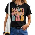 Groovy Dad Retro Fathers Day Colorful Peace Sign Smile Face Women T-shirt