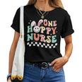 Groovy One Hoppy Nurse Bunny Spring Easter Nursing Rn Nicu Women T-shirt
