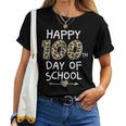 Happy 100Th Day Of School Leopard Cute For Teacher Student Women T-shirt