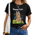 Happy Easter Day Bunny Cat Eggs Basket Cat Lover Women T-shirt