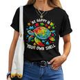 Be Happy In Your Own Shell Autism Awareness Rainbow Turtle Women T-shirt