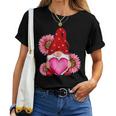 Happy Valentine's Day Gnome With Leopard Sunflower Valentine Women T-shirt