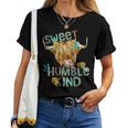 Highland Cow Sunflower Sweet Humble Kind Western Country Women T-shirt