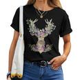 Hirsch Women's With Flowers And Antlers Dirndl T-shirt Frauen