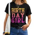 Hot Pink Orange Ombre Birthday Girl Ladies Women T-shirt