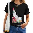 Idaho Vintage Rose State Map Pride Patriotic Floral Idaho Women T-shirt