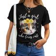 Just A Girl Who Loves Cats Cute Calico Cat Lover Women T-shirt