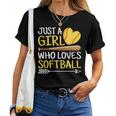 Just A Girl Who Loves Softball Cute Softball Lover Women T-shirt