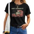 Just Ledoux It Cowboy Whiskey Wine Lover Vintage Usa Flag Women T-shirt
