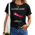 Kathmandu Nepal Vintage Nepal Flag Map Women T-shirt