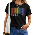 Lefty Left Handed Gay Pride Flag Barcode Queer Rainbow Lgbtq Women T-shirt