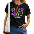 Let The Games Begin Orange Yellow Red Blue Field Day Teacher Women T-shirt