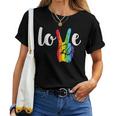 Love Win Rainbow Peace Sign Lesbian Gay Lgbtq Flag Pride Women T-shirt