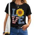 Patriotic Love With Sunflower Usa Women T-shirt