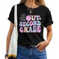 Peace Out Second Grade Last Day Of School Groovy Boys Girls Women T-shirt