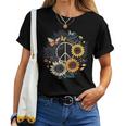 Peace Sign Love Sunflower On 60S 70S Sunflower Hippie Women T-shirt
