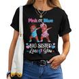 Pink Or Blue Big Sister Loves You Black Baby Gender Reveal Women T-shirt