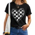 Race Car Checker Flag Racing Heart Auto Racer Women T-shirt