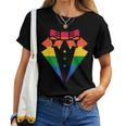 Rainbow Colors Pride Tux Wedding Prom Pride Month Tuxedo Women T-shirt