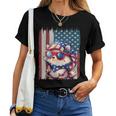 Retro American Flag Hedgehog Dad Mom 4Th Of July Women T-shirt