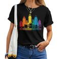 Retro Cincinnati Skyline Rainbow Lgbt Lesbian Gay Pride Women T-shirt