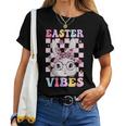 Retro Groovy Easter Vibes Bunny Checkered For Girls Women T-shirt