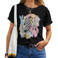 Retro Groovy Happy Easter Bunny Smile Face For Girls Women T-shirt