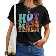 Retro Groovy Hot Mess Express Sarcastic Mom Mother's Day Women T-shirt