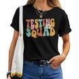 Retro Groovy Testing Squad Test Day Motivational Teacher Kid Women T-shirt