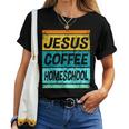 Retro Homeschool Mama Jesus Coffee Homeschool Damen T-shirt Frauen