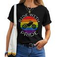 Ride With Pride Gay Bikers Lgbt Month Vintage Retro Rainbow Women T-shirt