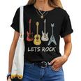 Lets Rock Rock N Roll Guitar Retro Sin Mangas Camiseta de mujer