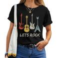 Lets Rock Rock N Roll Guitar Retro Women Women T-shirt