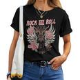 Rock And Roll Guitarraintage Rock Música Cuello Camiseta de mujer