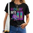 Rollin' Into 11 Roller Skating Rink 11Th Birthday Party Girl Women T-shirt