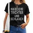 Sauf Merch Saufrchen Beer Funnel And Tube Drinking T-shirt Frauen