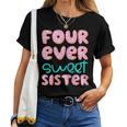Sister 4Th Birthday Four Ever Sweet Donut Fourth Bday Women T-shirt