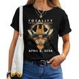Solar Eclipse 2024 Giraffe Wearing Eclipse Glasses Women T-shirt