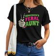 Somebodys Feral Aunt Auntie Sarcasm Groovy Pregnancy Reveal Women T-shirt