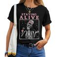 Staying Alive Skeleton Drink Coffee Skeleton Skull Women T-shirt