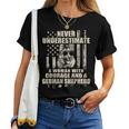 Never Underestimate Woman And A German Shepherd Usa Flag T-S Women T-shirt