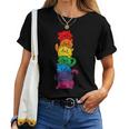 Vintage Lgbt Cat Stack Rainbow Gay Pride For Cat Lover Women T-shirt