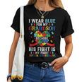I Wear Blue For My Grandson Autism Awareness Grandma Grandpa Women T-shirt
