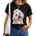 Women's Bichon Maltese Dog Mum Dad Puppy Bichon Frise Malta With-Neck T-shirt Frauen