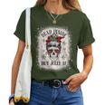 Christmas Messy Bun Skull Dead Inside But Jolly Af Women T-shirt