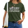 Merry Christmas Buffalo Black And White Plaid For Women Women T-shirt Merry Christmas Buffalo Black And White Plaid For Women Women T-shirt
