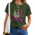 Pink Buffalo Plaid Christmas Tree Leopard Merry Christmas Women T-shirt