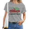 Merry Christmas White Buffalo Plaid Truck Tree Womens Women T-shirt