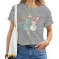 Retro Mother Baby Nurse Christmas Tree Snowman Postpartum Women T-shirt